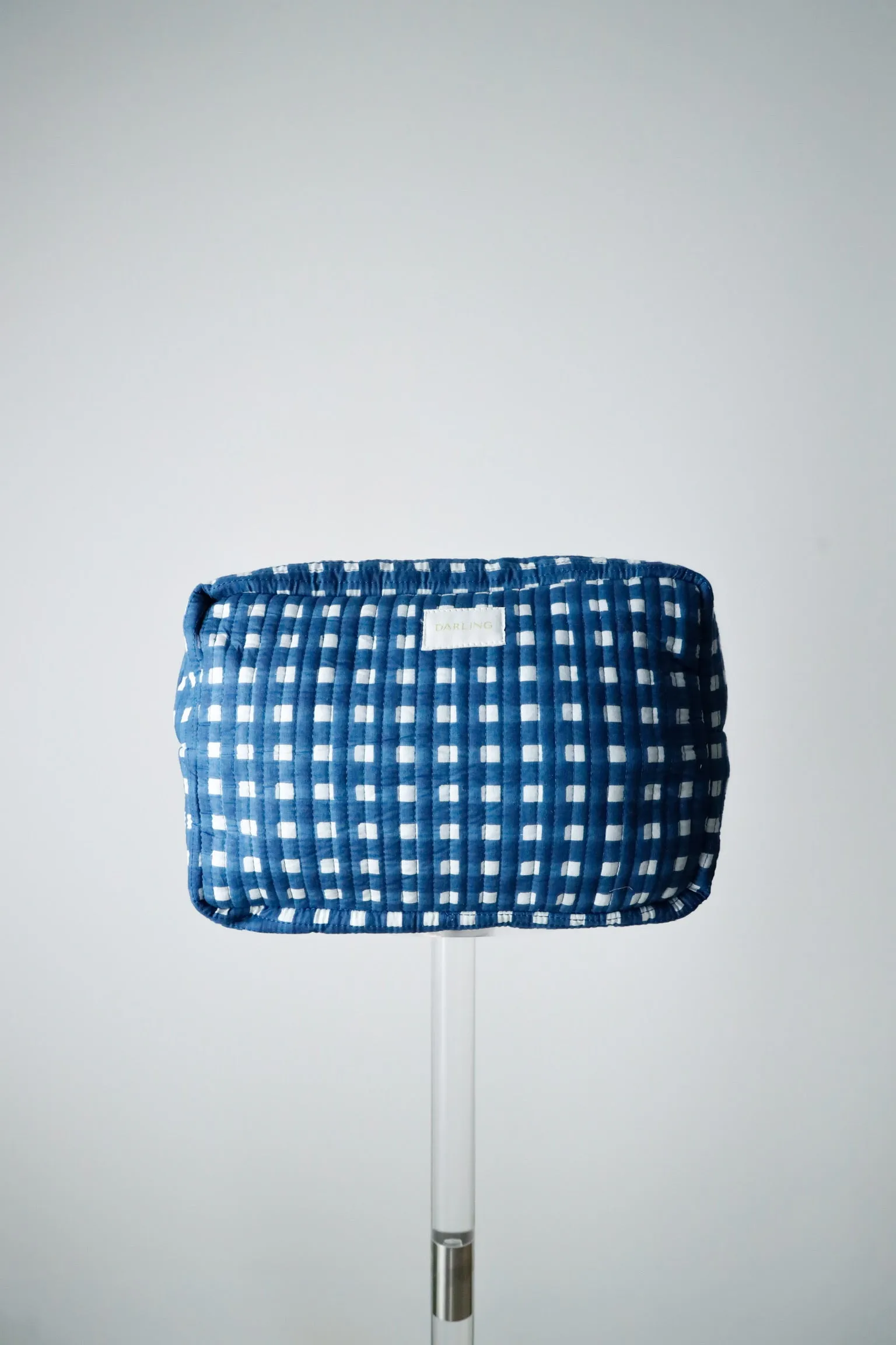 Quilted Cosmetic Pouch - Navy Blue Check sold by Darling Loungewear