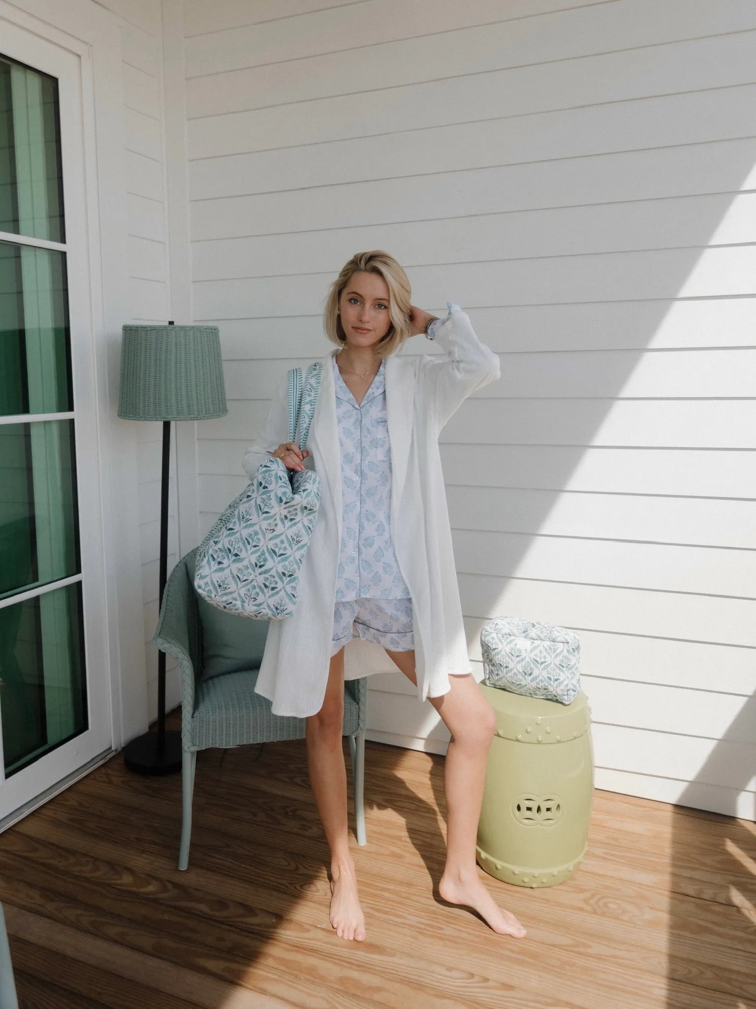 Blue Palm PJ Set - Long / Short sold by Darling Loungewear product image thumbnail 4