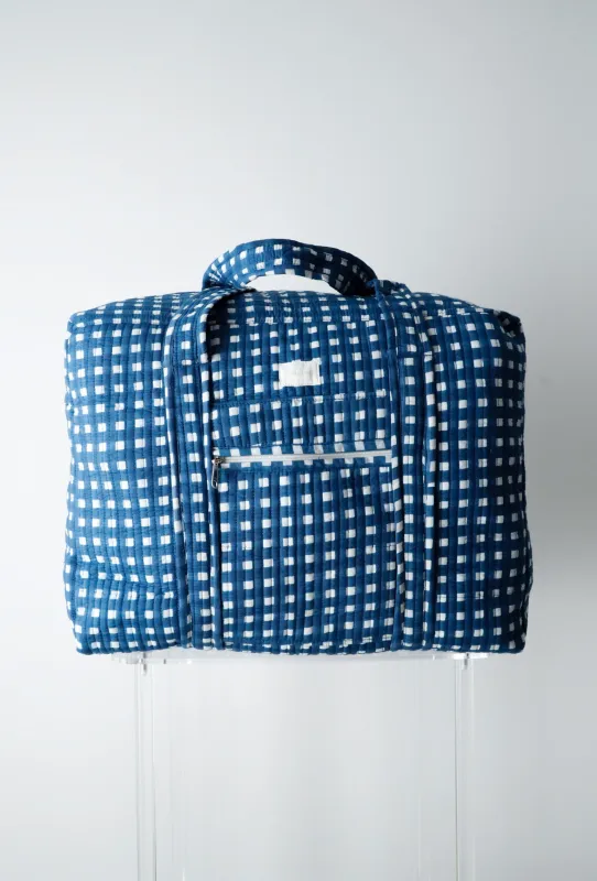 Weekender Bag in Navy Blue Check sold by Darling Loungewear