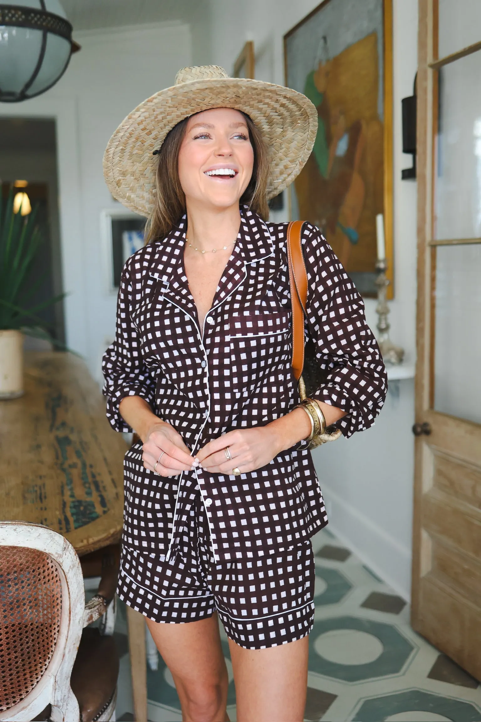 Chocolate Check - PJ Set Long / Short sold by Darling Loungewear product image thumbnail 4