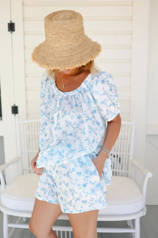 The Sway Set in Dainty Blue Rose sold by Darling Loungewear