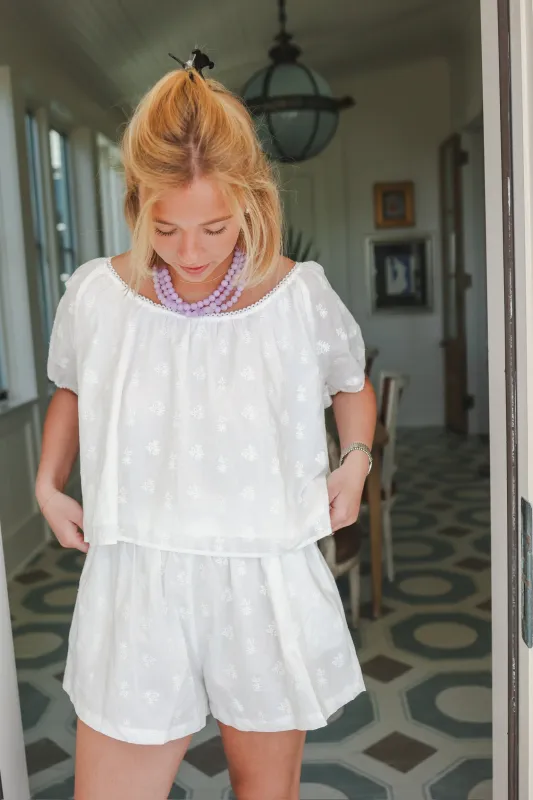 The Dream Short Set - White Daisy sold by Darling Loungewear