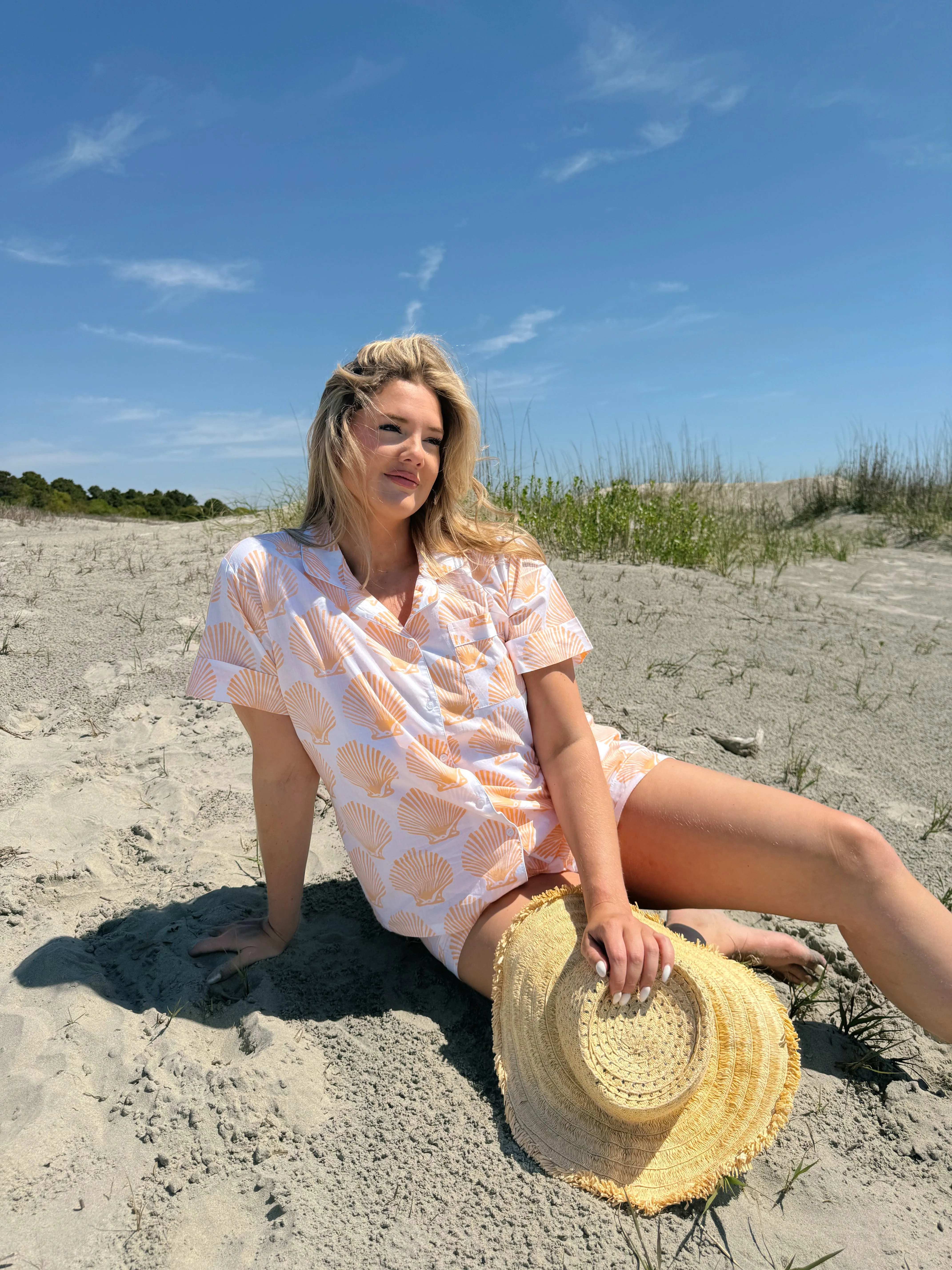 Tangerine Scallop Shell Set - Short / Short sold by Darling Loungewear product image thumbnail 3