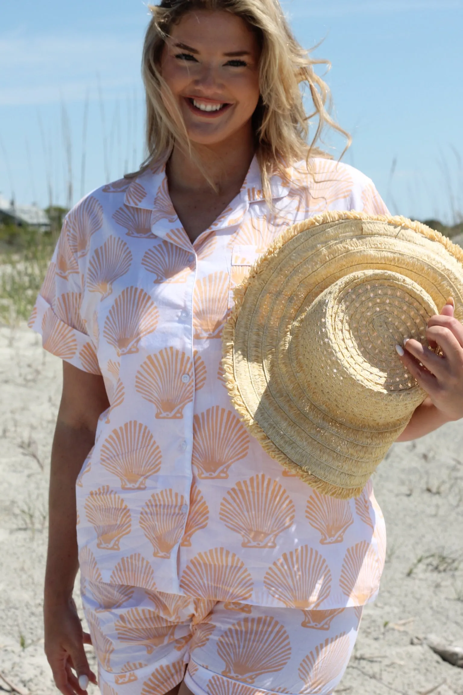 Tangerine Scallop Shell Set - Short / Short sold by Darling Loungewear product image thumbnail 2