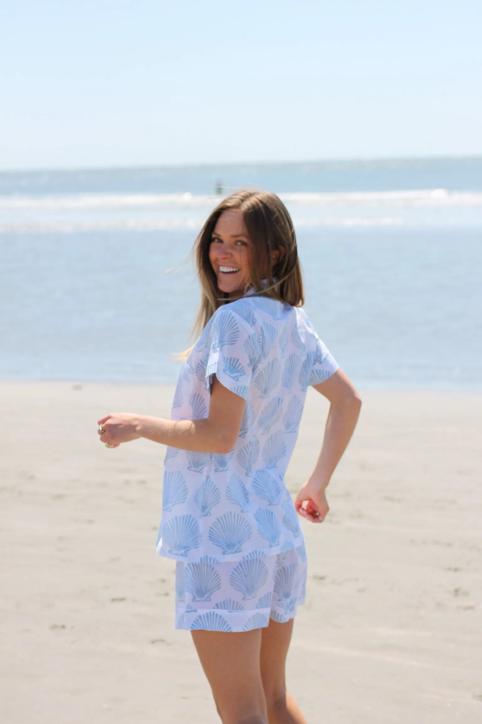 Blue Scallop Shell Set - Short / Short sold by Darling Loungewear