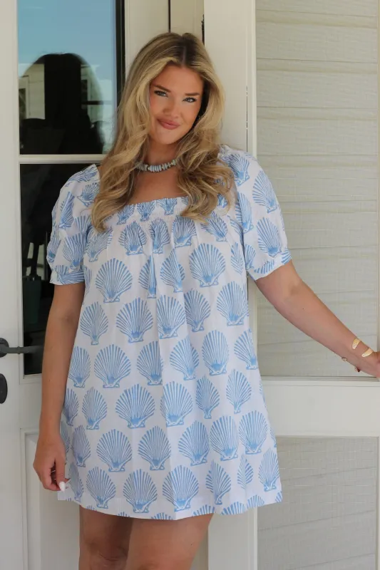 The Sweet and Short Set - Blue Scallop Shell sold by Darling Loungewear