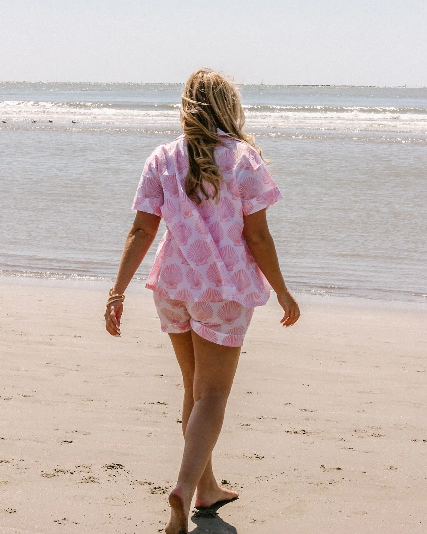 Pacific Pink Scallop Shell Set - Short / Short sold by Darling Loungewear