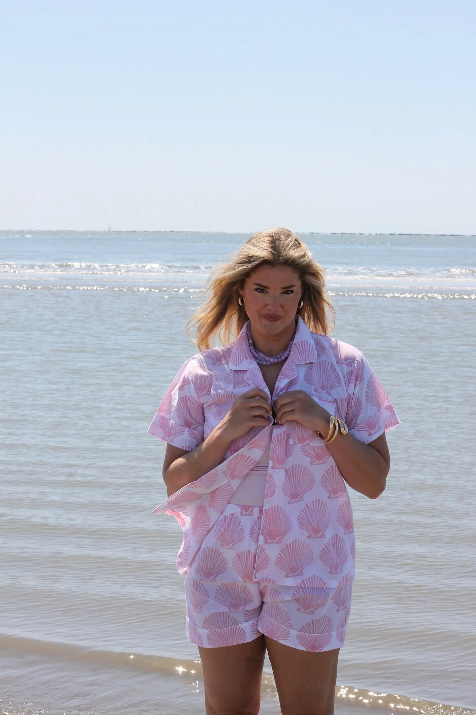 Pacific Pink Scallop Shell Set - Short / Short sold by Darling Loungewear product image thumbnail 3