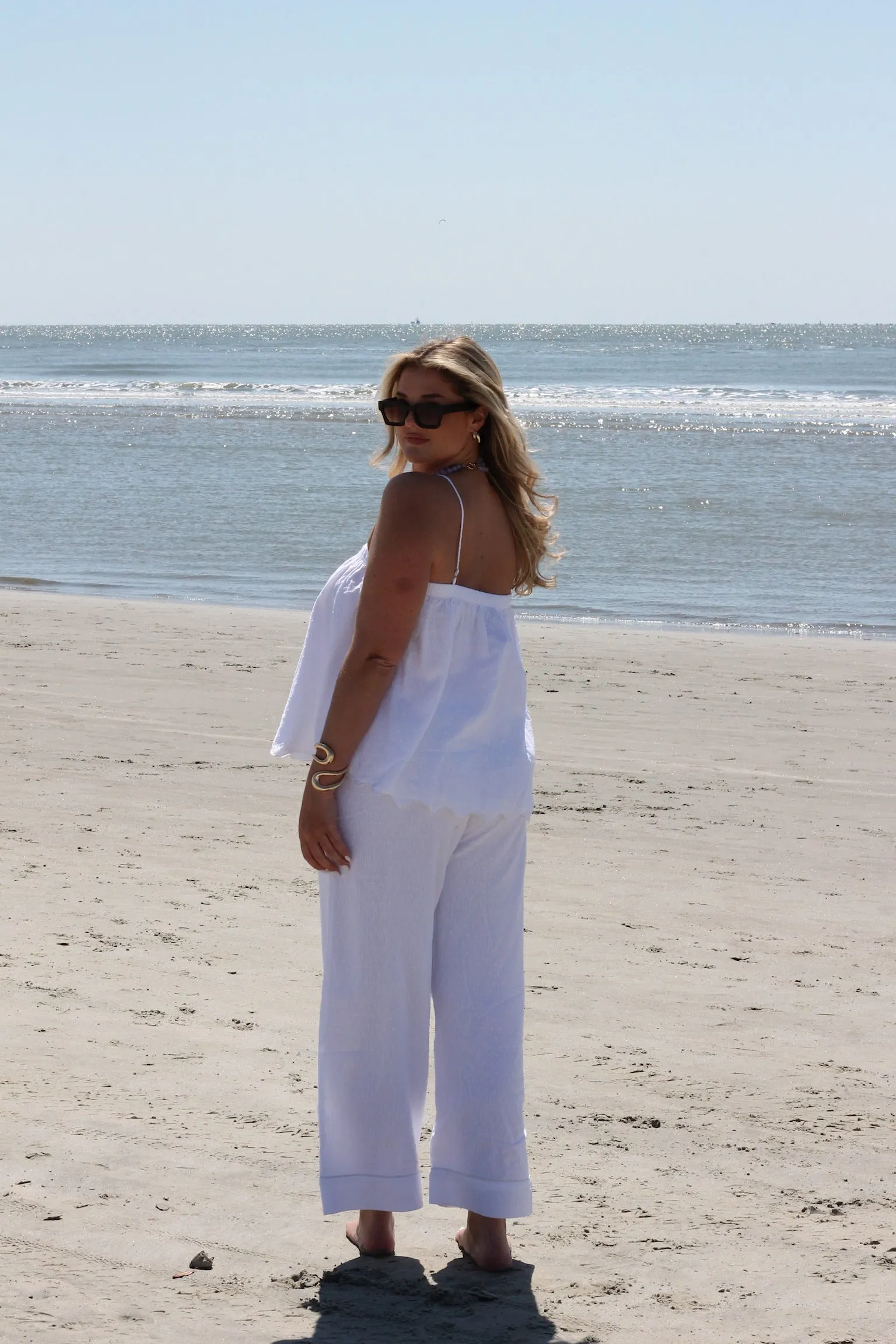 The Dottie Set in White Swiss Dot sold by Darling Loungewear