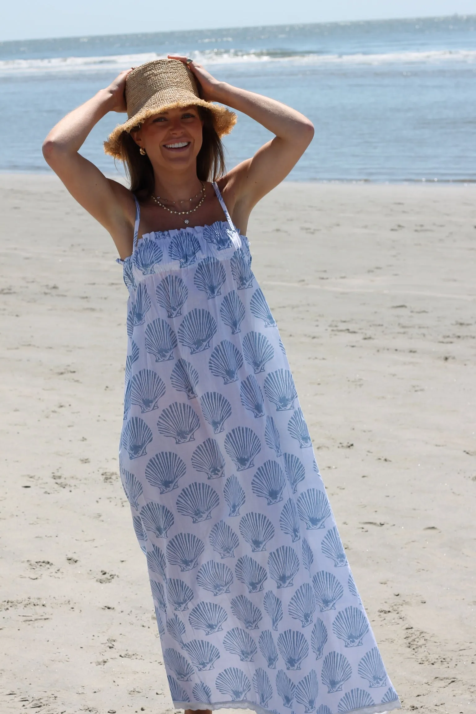 Magnolia Maxi in Blue Scallop Shell sold by Darling Loungewear