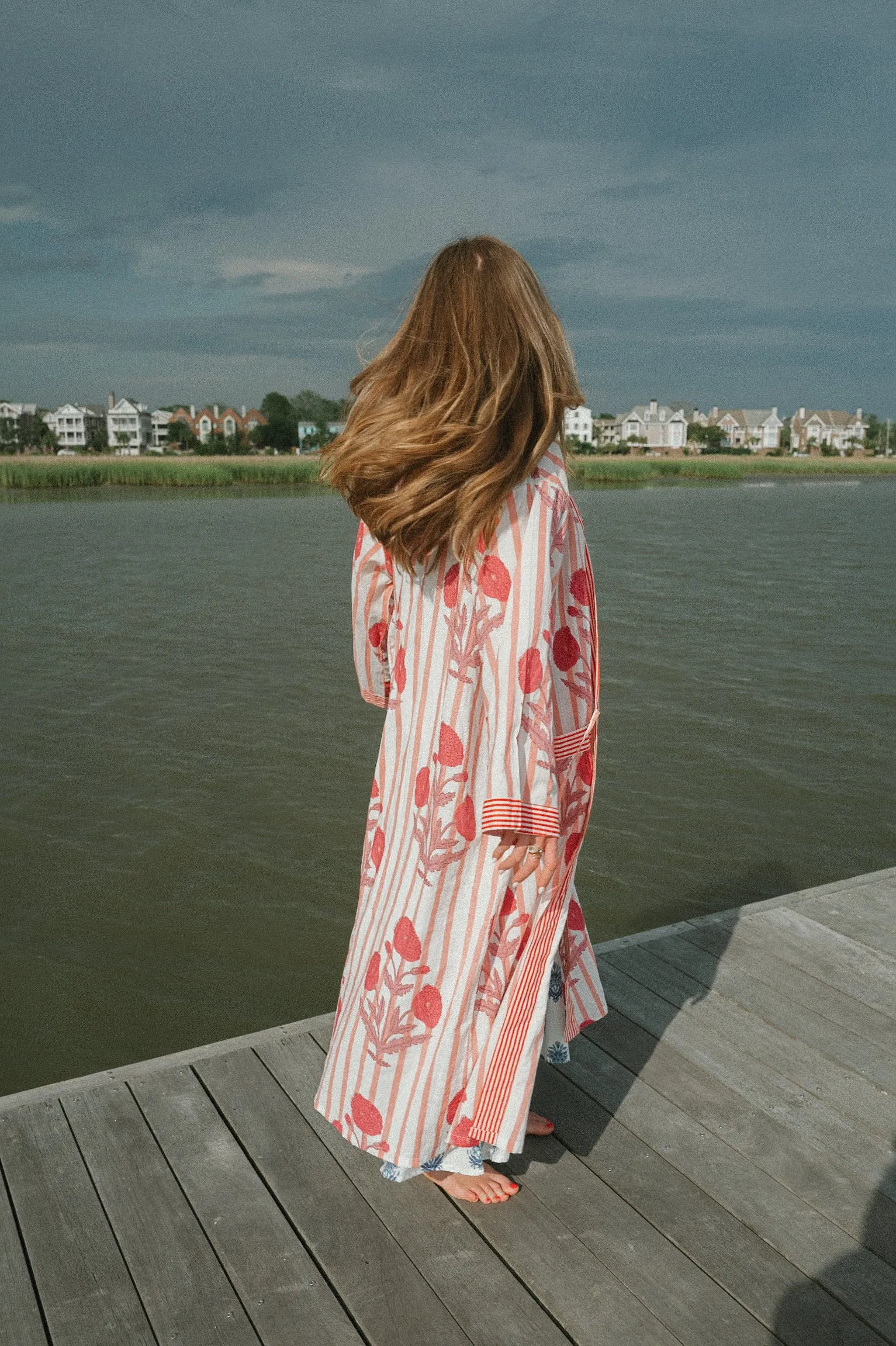 Bathrobe in Red Poppy Stripe - Long sold by Darling Loungewear product image thumbnail 3