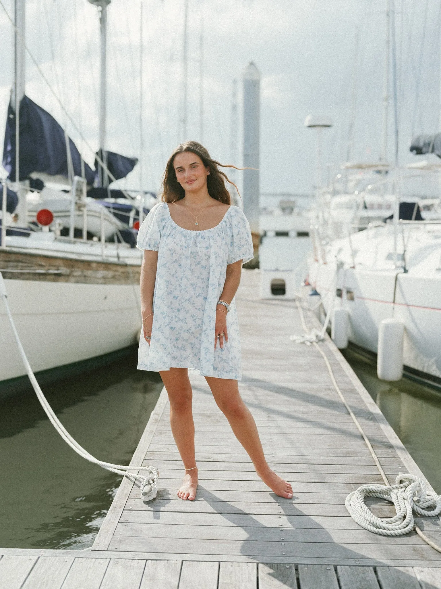 The Millie Mini - Dainty Blue Rose sold by Darling Loungewear