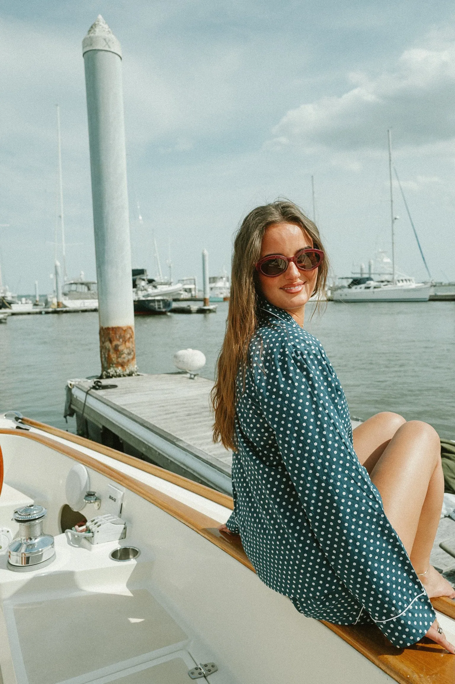 Nautical Navy Dot PJ Set - Long/Short sold by Darling Loungewear product image thumbnail 2