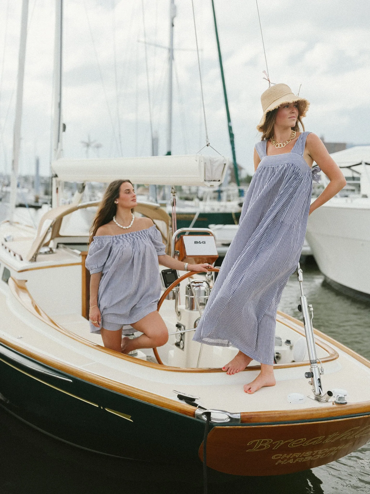 The Tie Maxi Dress - Navy Blue Stripe sold by Darling Loungewear product image thumbnail 3