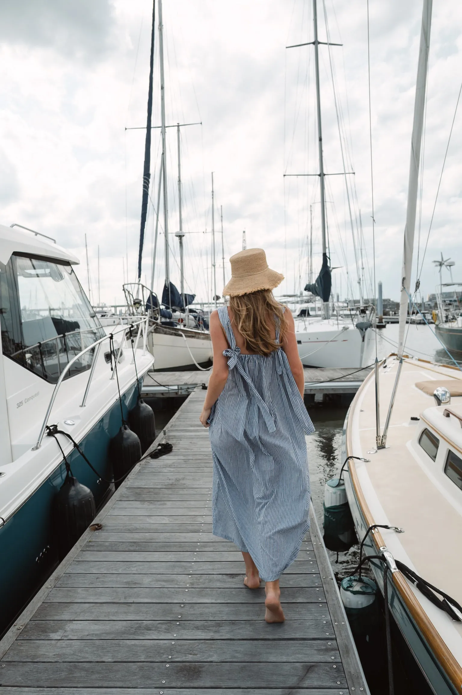 The Tie Maxi Dress - Navy Blue Stripe sold by Darling Loungewear product image thumbnail 5