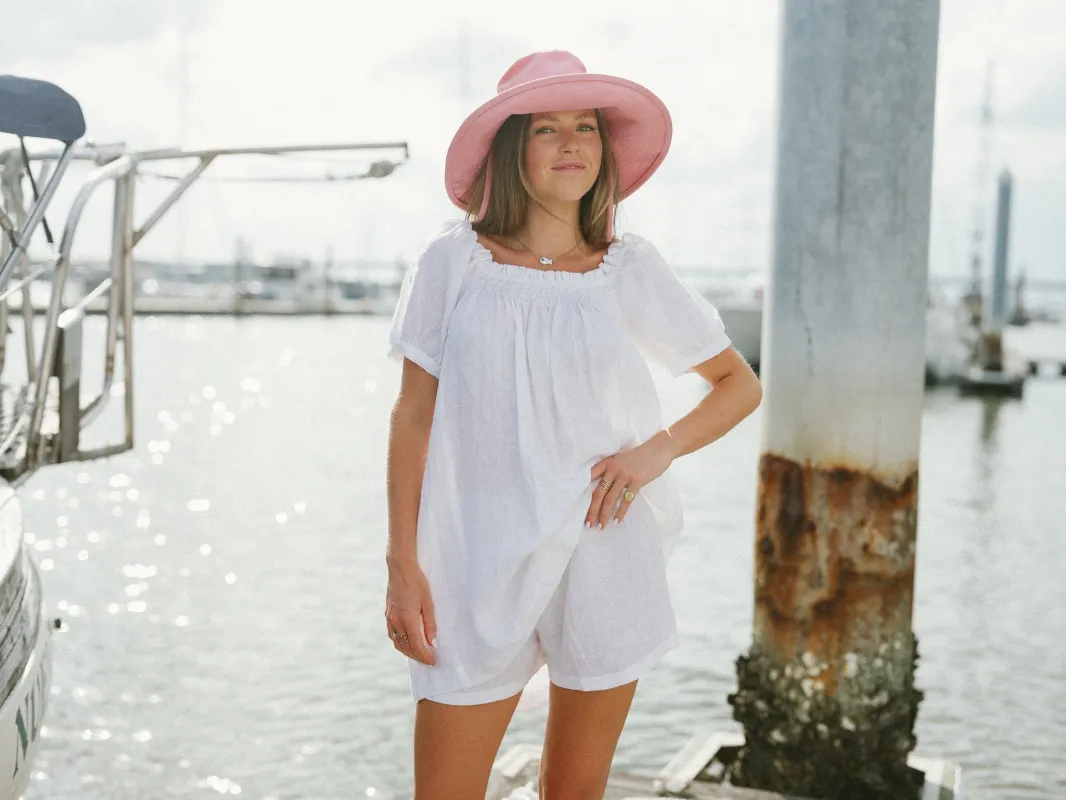The Sweet and Short Set - White Linen sold by Darling Loungewear