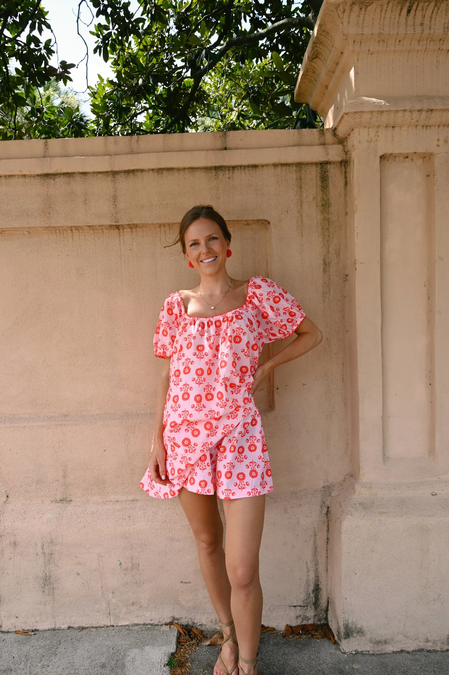 The Madeline Dress Set - Berry Poppy sold by Darling Loungewear