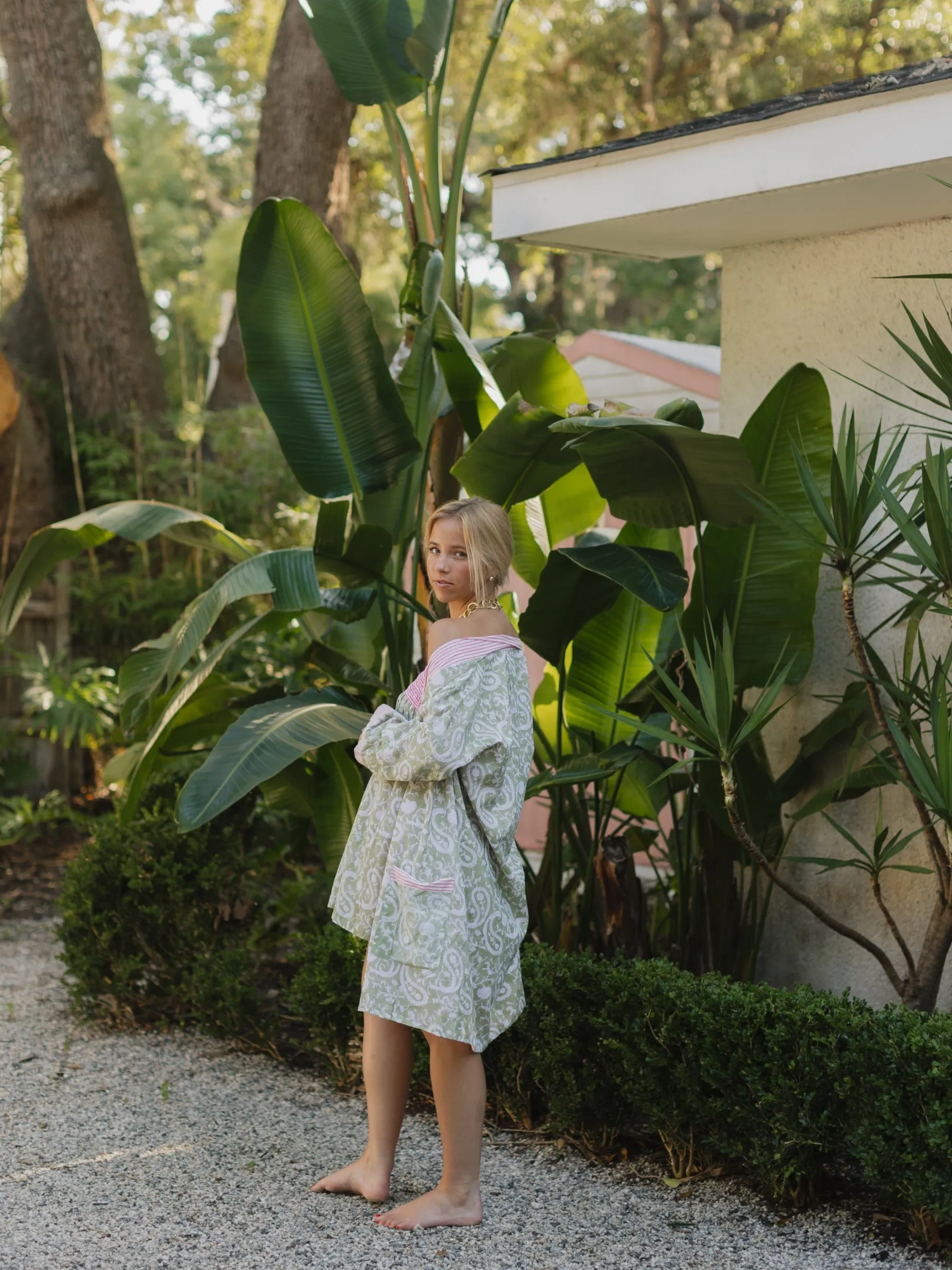 Bathrobe in Picnic Vine Stripe - Short sold by Darling Loungewear product image thumbnail 5