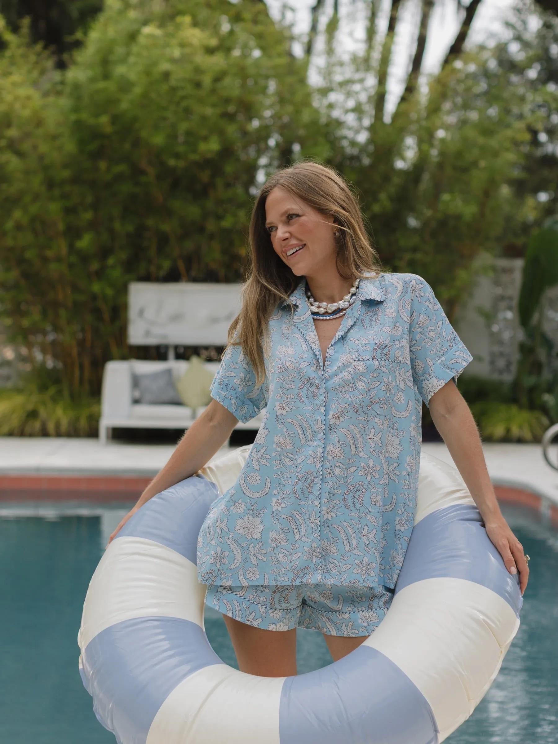 Poolside Blue Floral - Short / Short sold by Darling Loungewear product image thumbnail 4