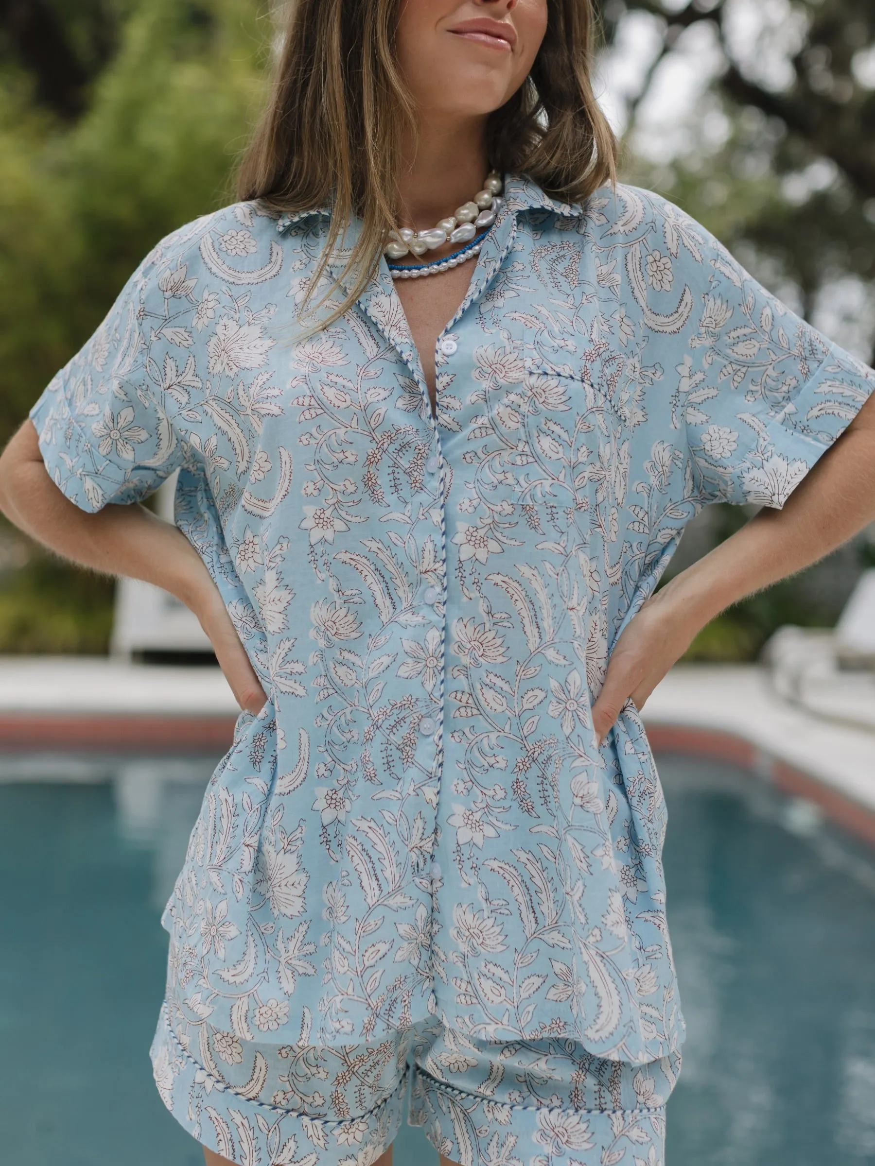 Poolside Blue Floral - Short / Short sold by Darling Loungewear product image thumbnail 2