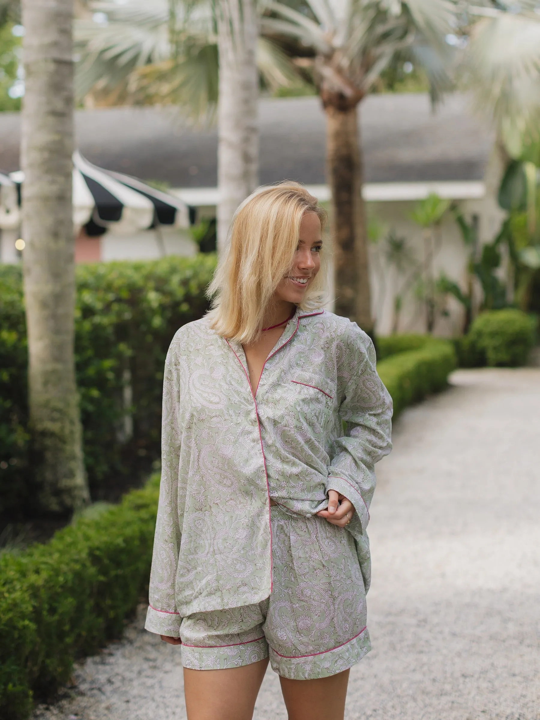 Sage Paisley PJ Set - Long/Short sold by Darling Loungewear