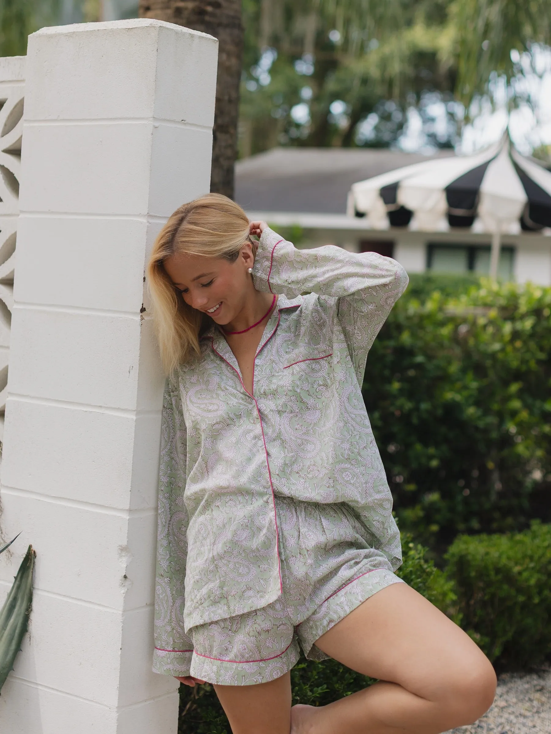 Sage Paisley PJ Set - Long/Short sold by Darling Loungewear product image thumbnail 4