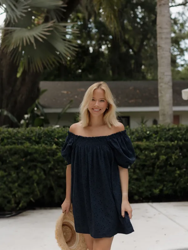 The Short & Sweet Set - Navy Eyelet sold by Darling Loungewear