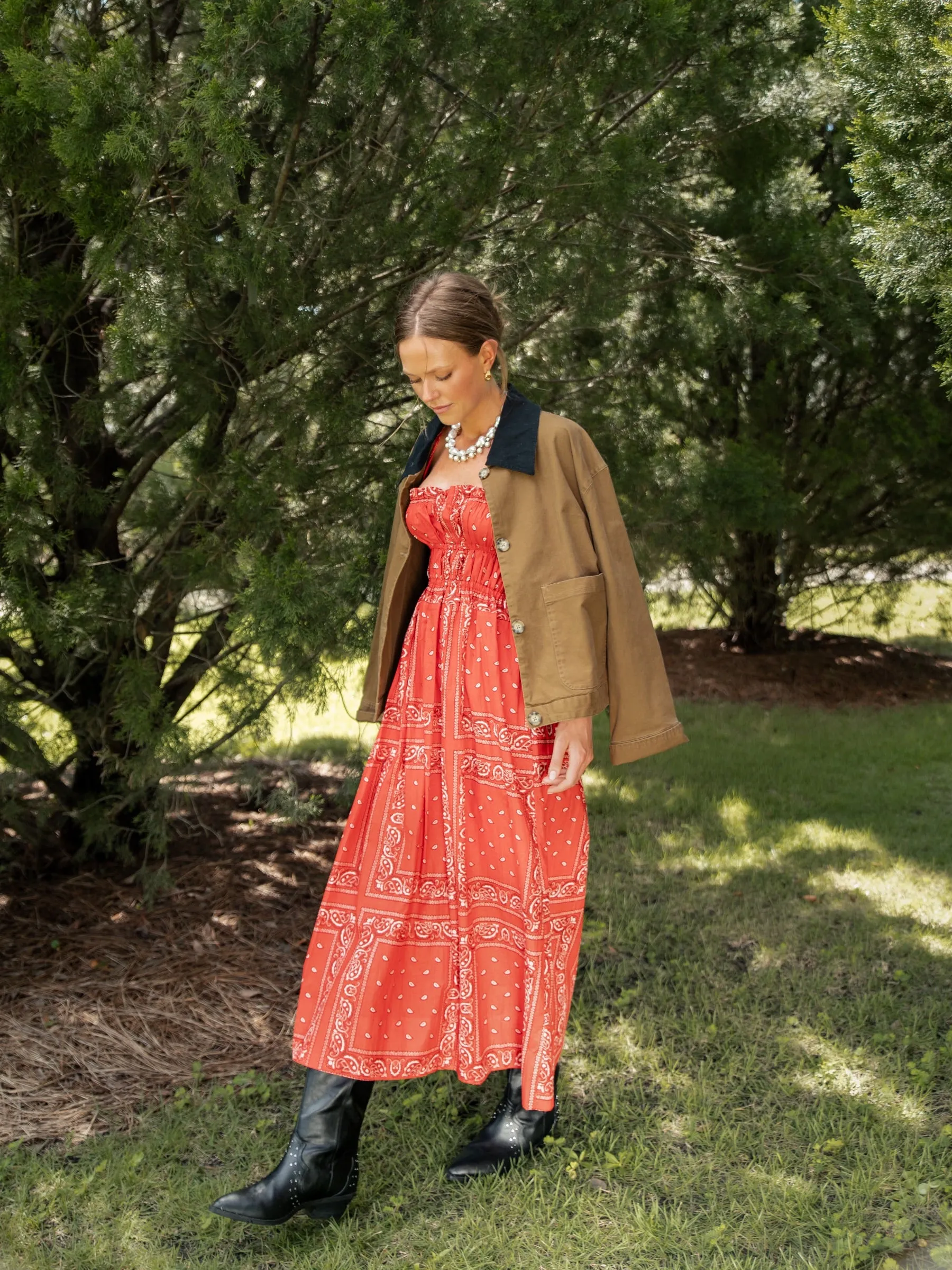 James Dress - Red Bandana sold by Darling Loungewear