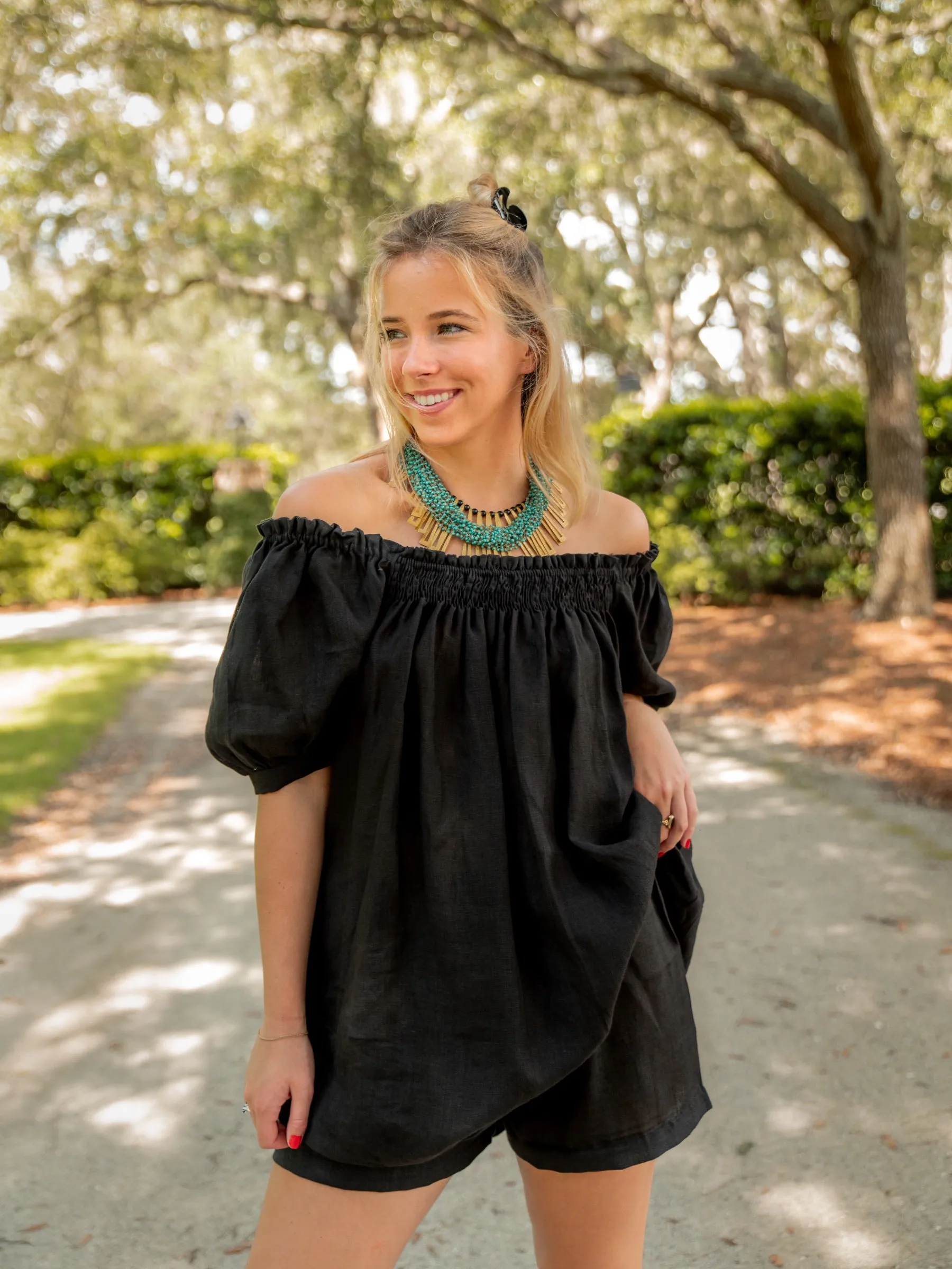 The Sweet and Short Set - Black Linen sold by Darling Loungewear product image thumbnail 3