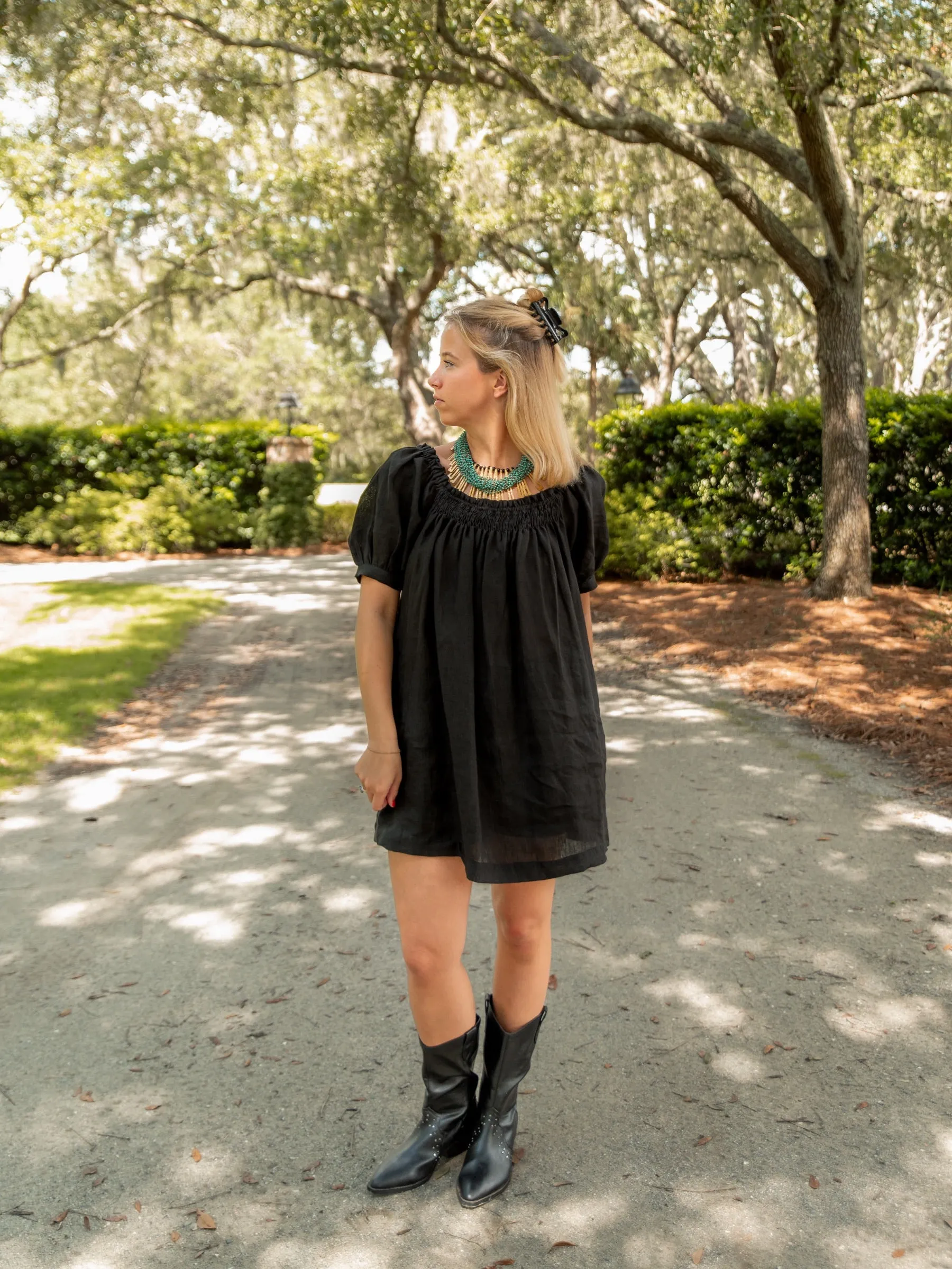 The Sweet and Short Set - Black Linen sold by Darling Loungewear