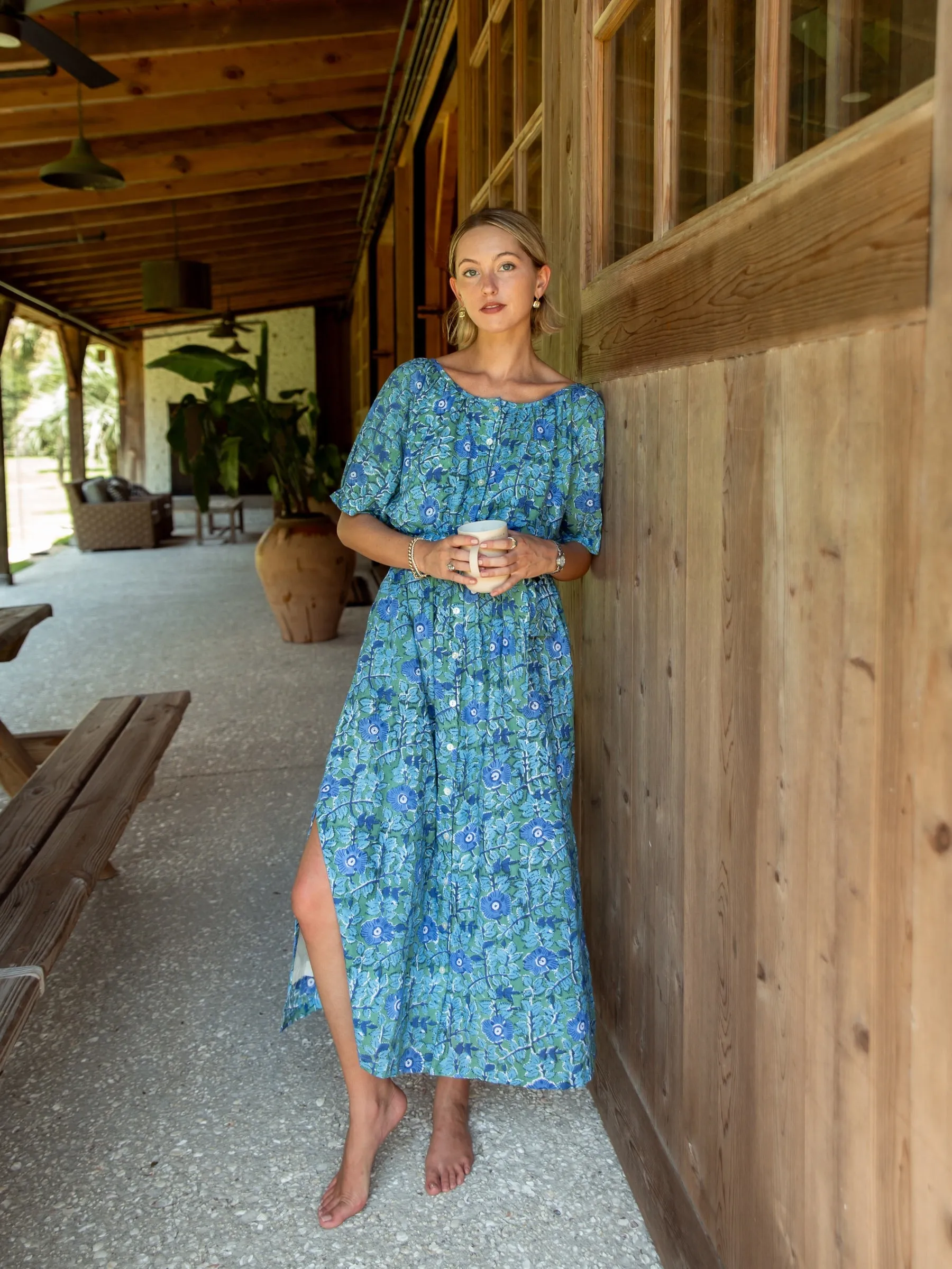 The Scotty Dress - Teal Garden sold by Darling Loungewear