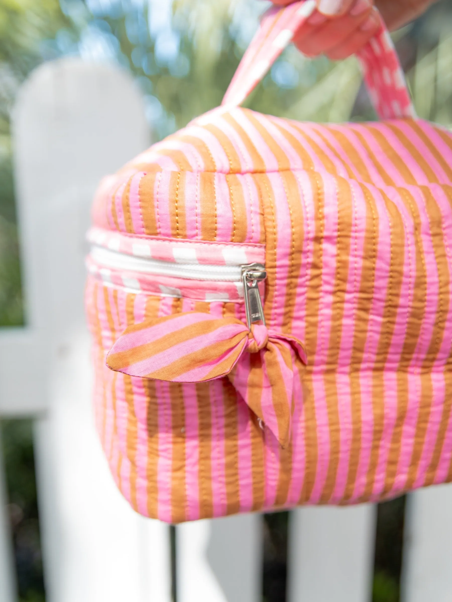 Quilted Train Case - Pink Paloma Stripe sold by Darling Loungewear product image thumbnail 2