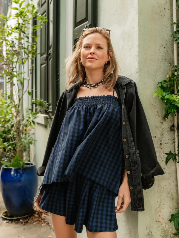 Stevie Set - Midnight Check sold by Darling Loungewear