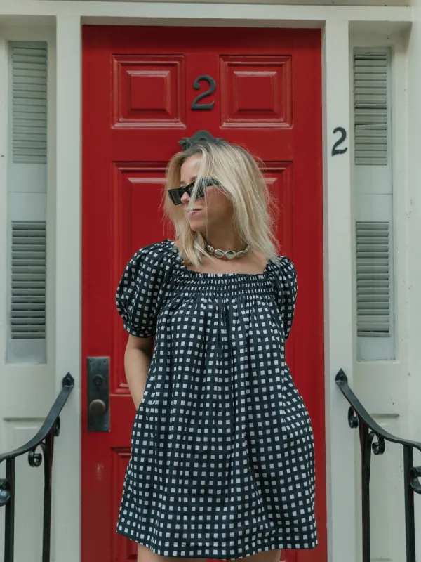 The Sweet and Short Set - Black Soho Check sold by Darling Loungewear