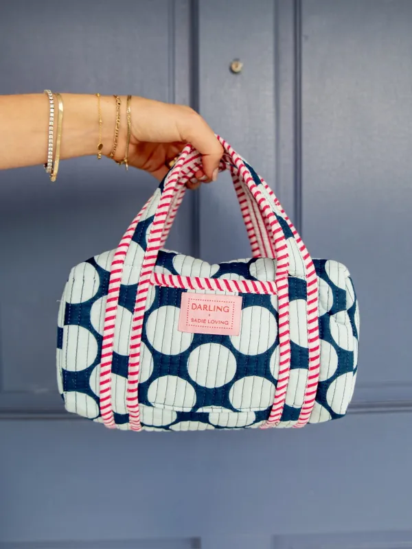Quilted Handled Cosmetic Bag - Sadie Dot sold by Darling Loungewear