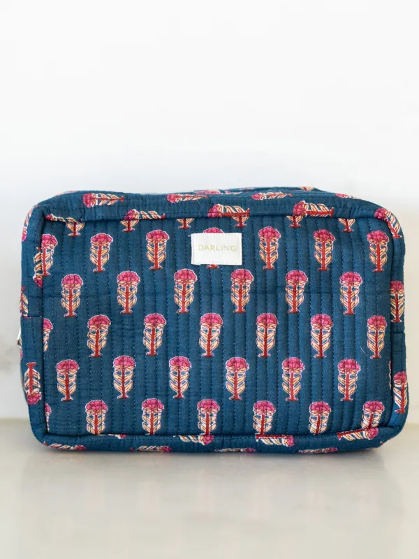 Quilted Cosmetic Pouch - Blue Ridge Floral sold by Darling Loungewear