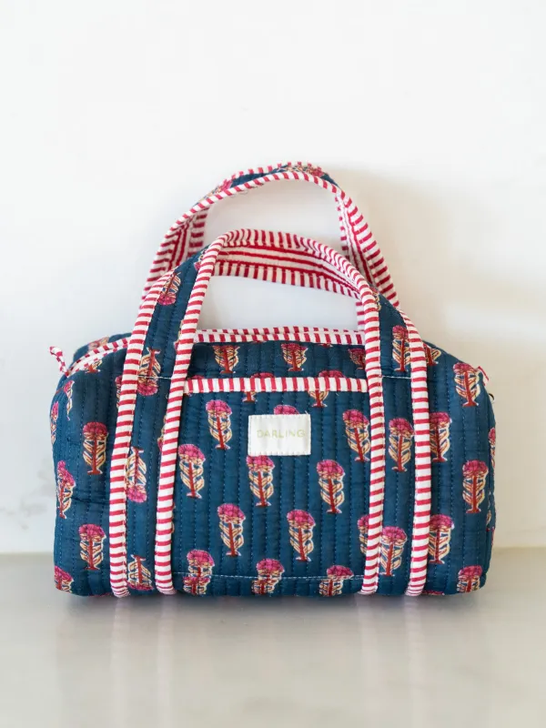 Quilted Handled Cosmetic Bag - Blue Ridge Floral sold by Darling Loungewear