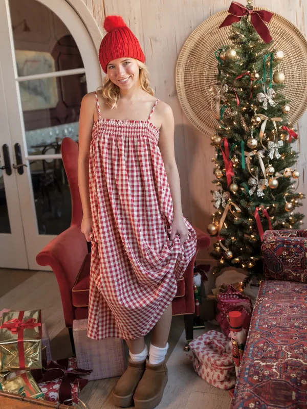 Parker Dress - Peppermint Check sold by Darling Loungewear