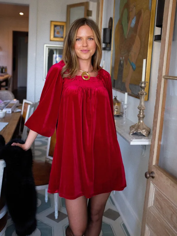 The Sweet and Short Set 3/4 Sleeves- Red Velvet sold by Darling Loungewear