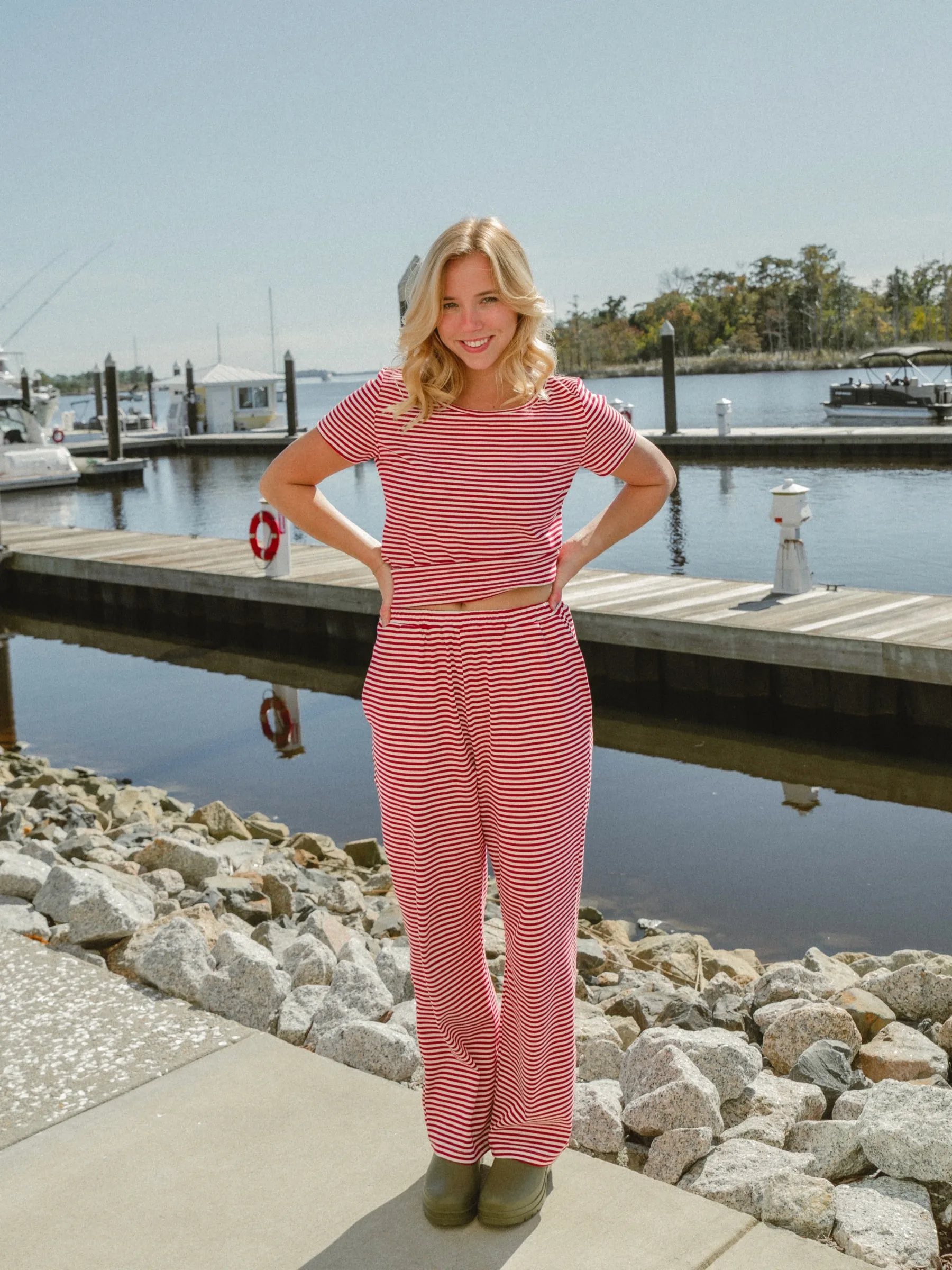 Peppermint Stripe Pima Pajama Set sold by Darling Loungewear product image thumbnail 3