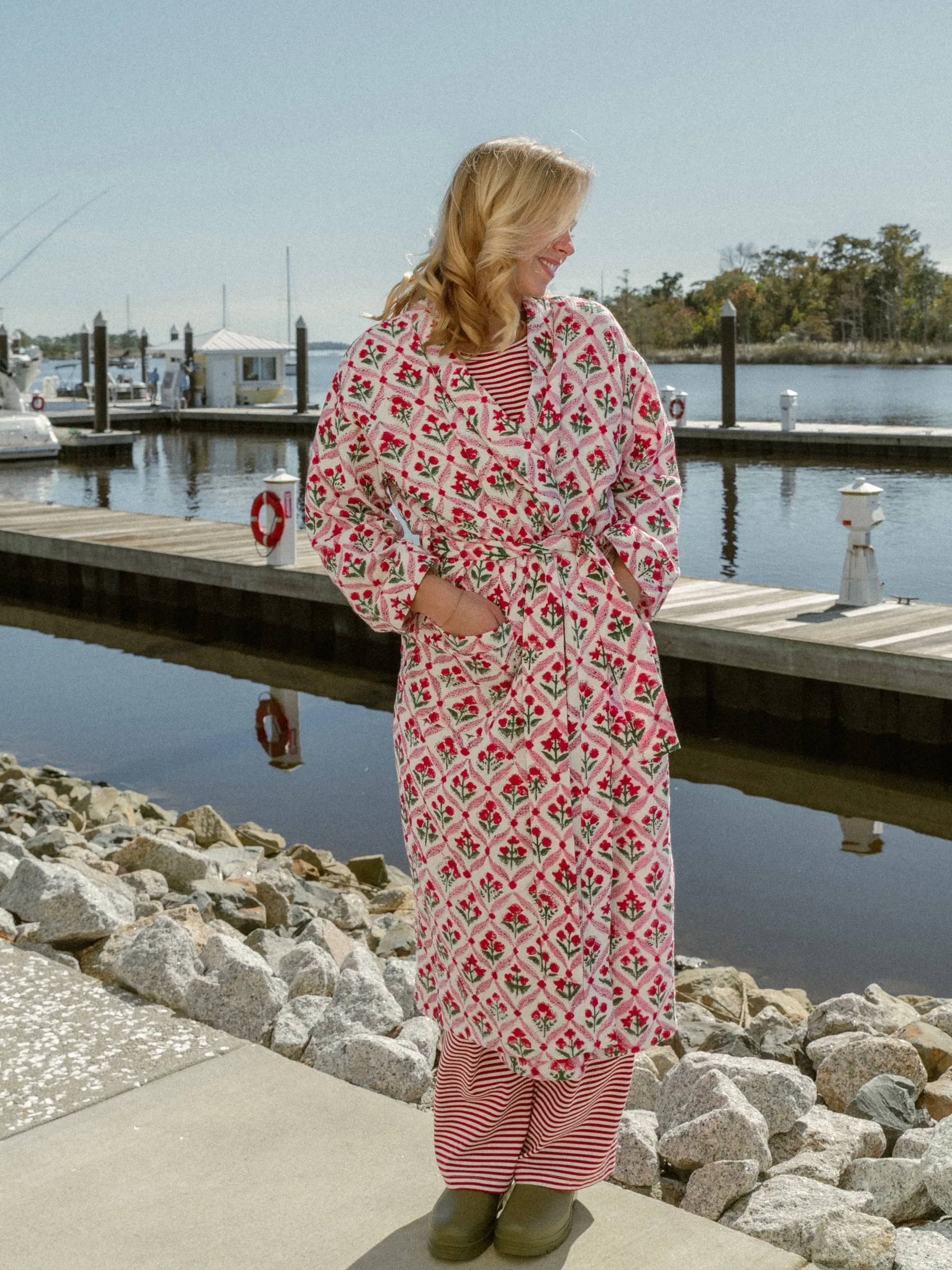 Berry Garland Waffle Robe sold by Darling Loungewear