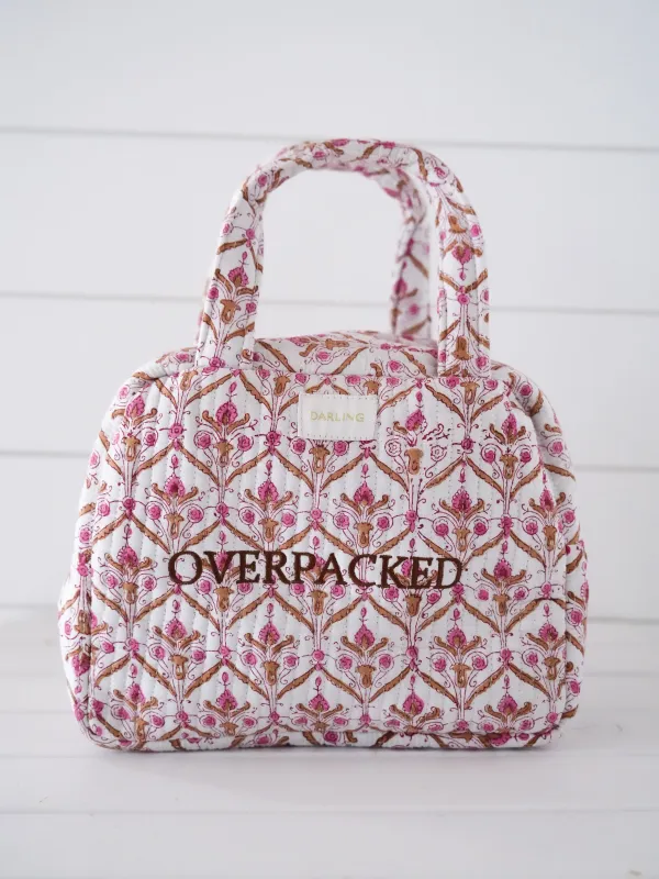 Quilted Cosmetic Tote - Wild Olive Blossom "Overpacked" sold by Darling Loungewear