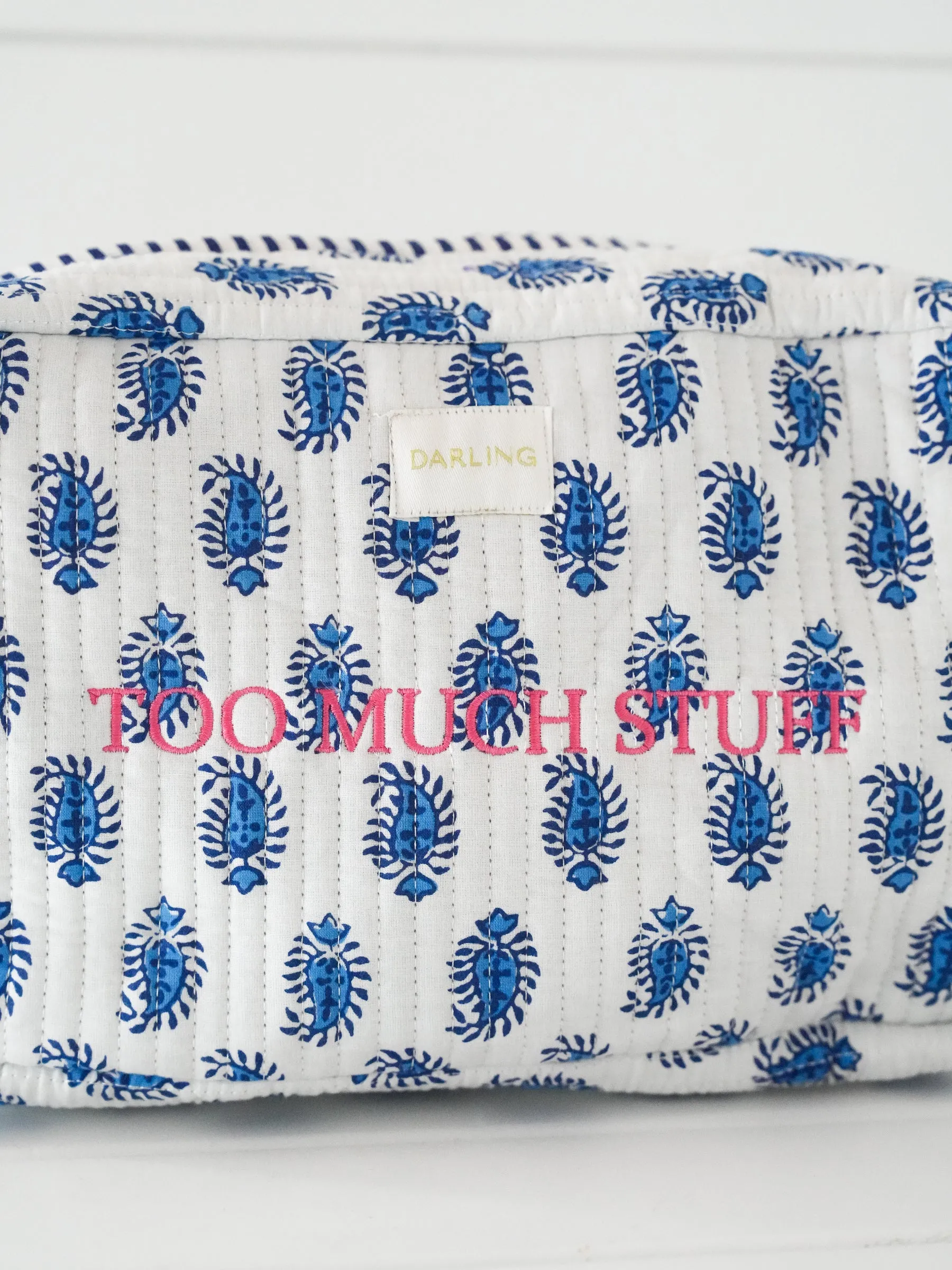 Quilted Cosmetic Pouch - Blueberry Paisley "Too Much Stuff" sold by Darling Loungewear product image thumbnail 2