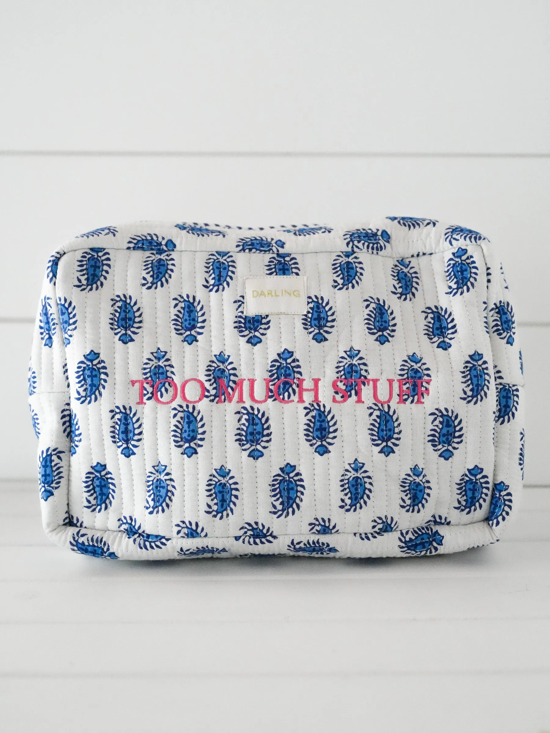 Quilted Cosmetic Pouch - Blueberry Paisley "Too Much Stuff" sold by Darling Loungewear