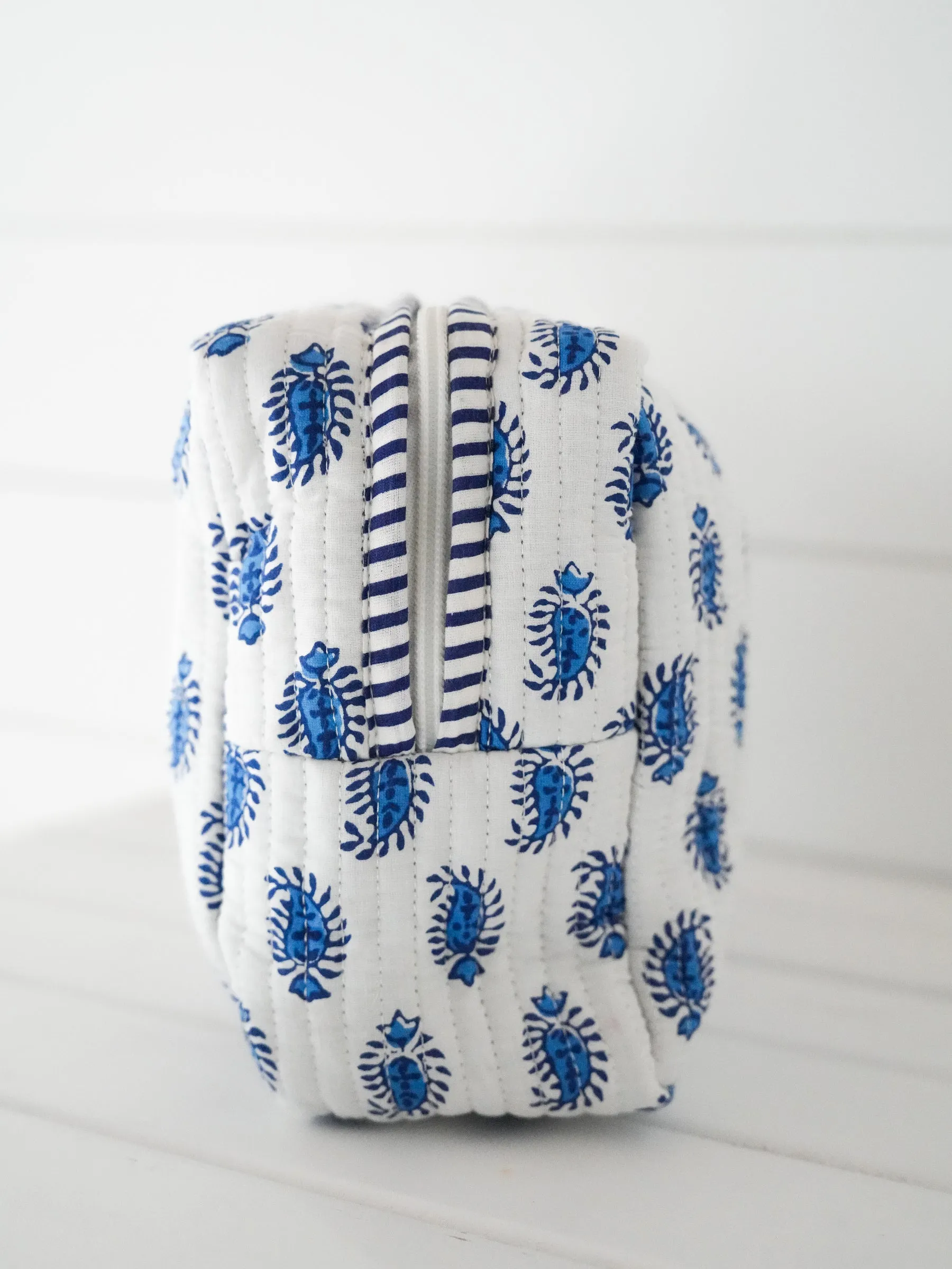 Quilted Cosmetic Pouch - Blueberry Paisley "Too Much Stuff" sold by Darling Loungewear product image thumbnail 3