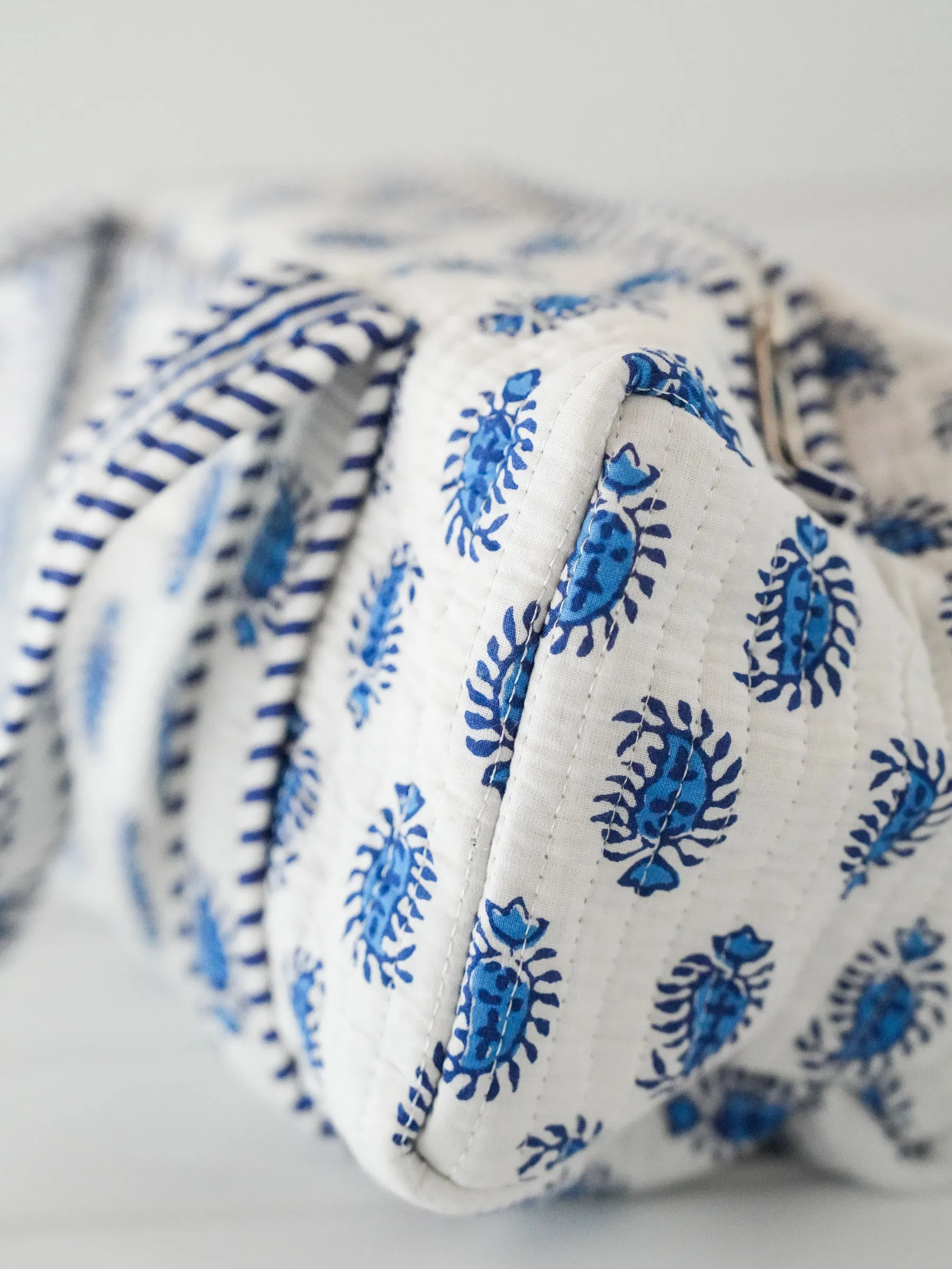 Quilted Handled Cosmetic Bag - Blueberry Paisley sold by Darling Loungewear product image thumbnail 4