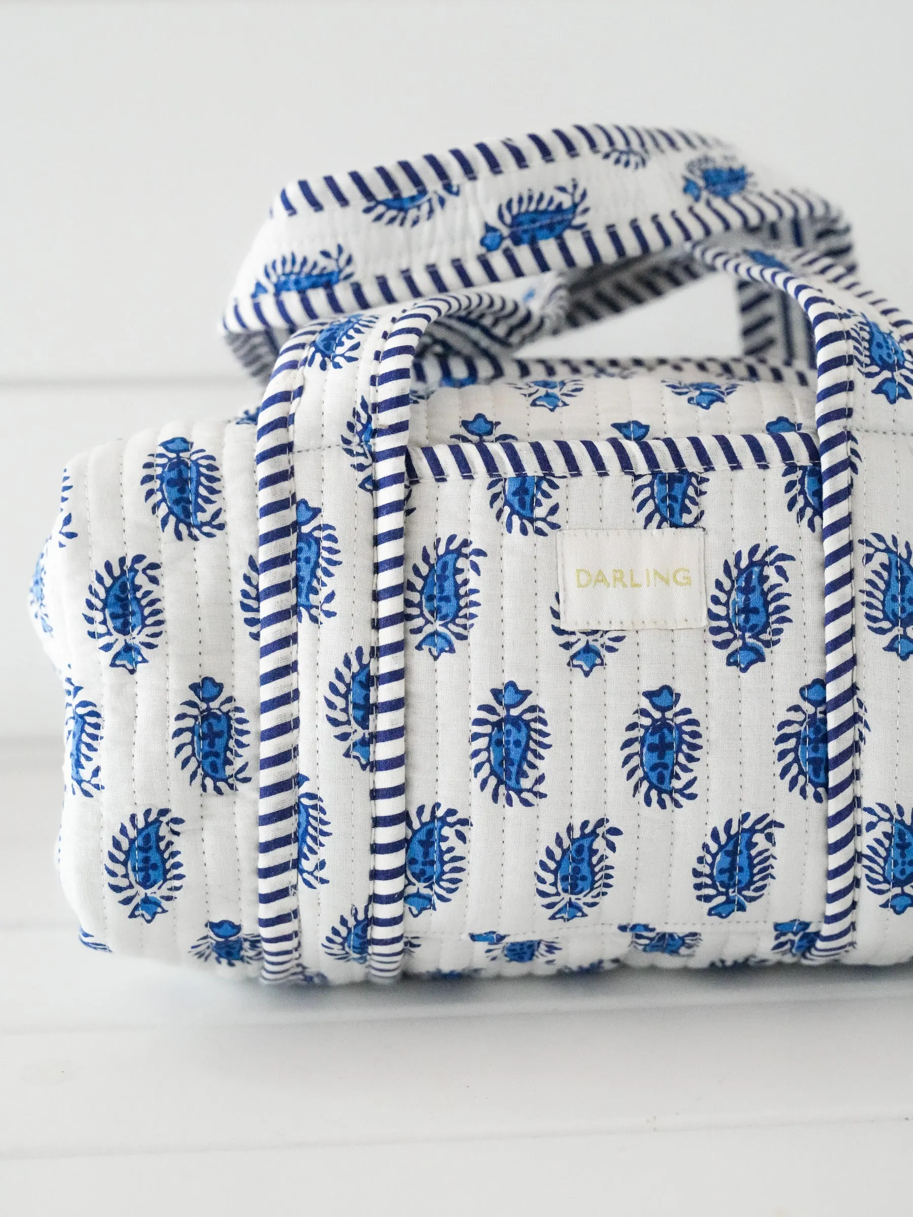 Quilted Handled Cosmetic Bag - Blueberry Paisley sold by Darling Loungewear product image thumbnail 2