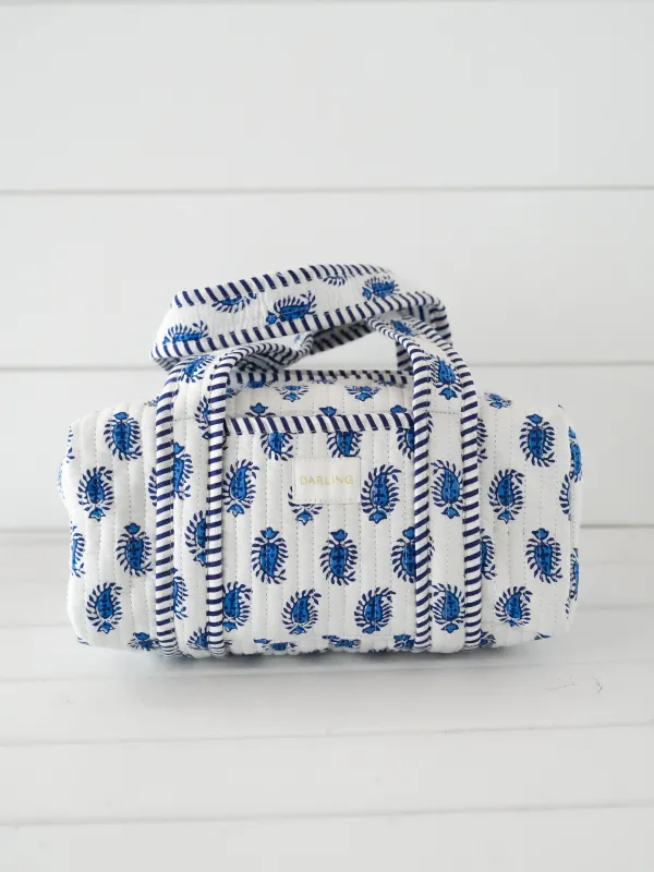 Quilted Handled Cosmetic Bag - Blueberry Paisley sold by Darling Loungewear