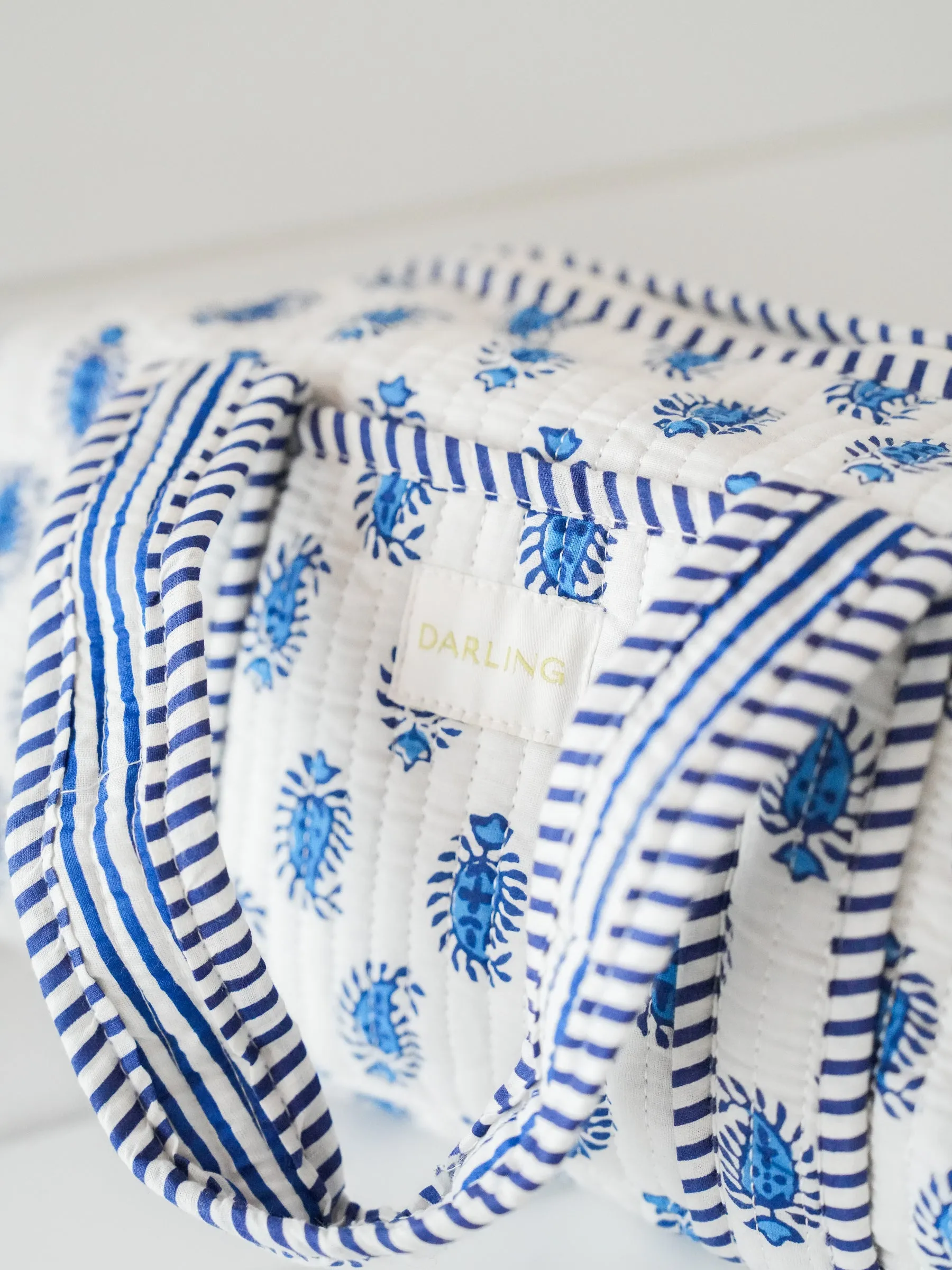 Quilted Handled Cosmetic Bag - Blueberry Paisley sold by Darling Loungewear product image thumbnail 3