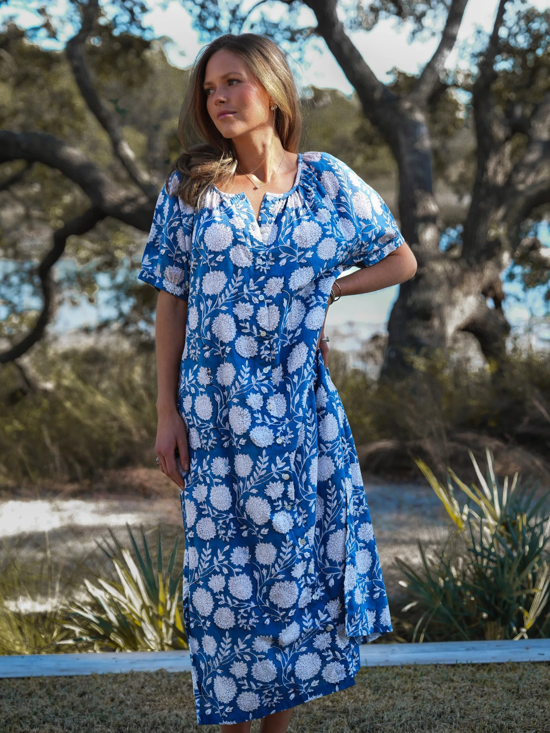 The Scotty Dress - Deep Blue Bloom sold by Darling Loungewear product image thumbnail 2